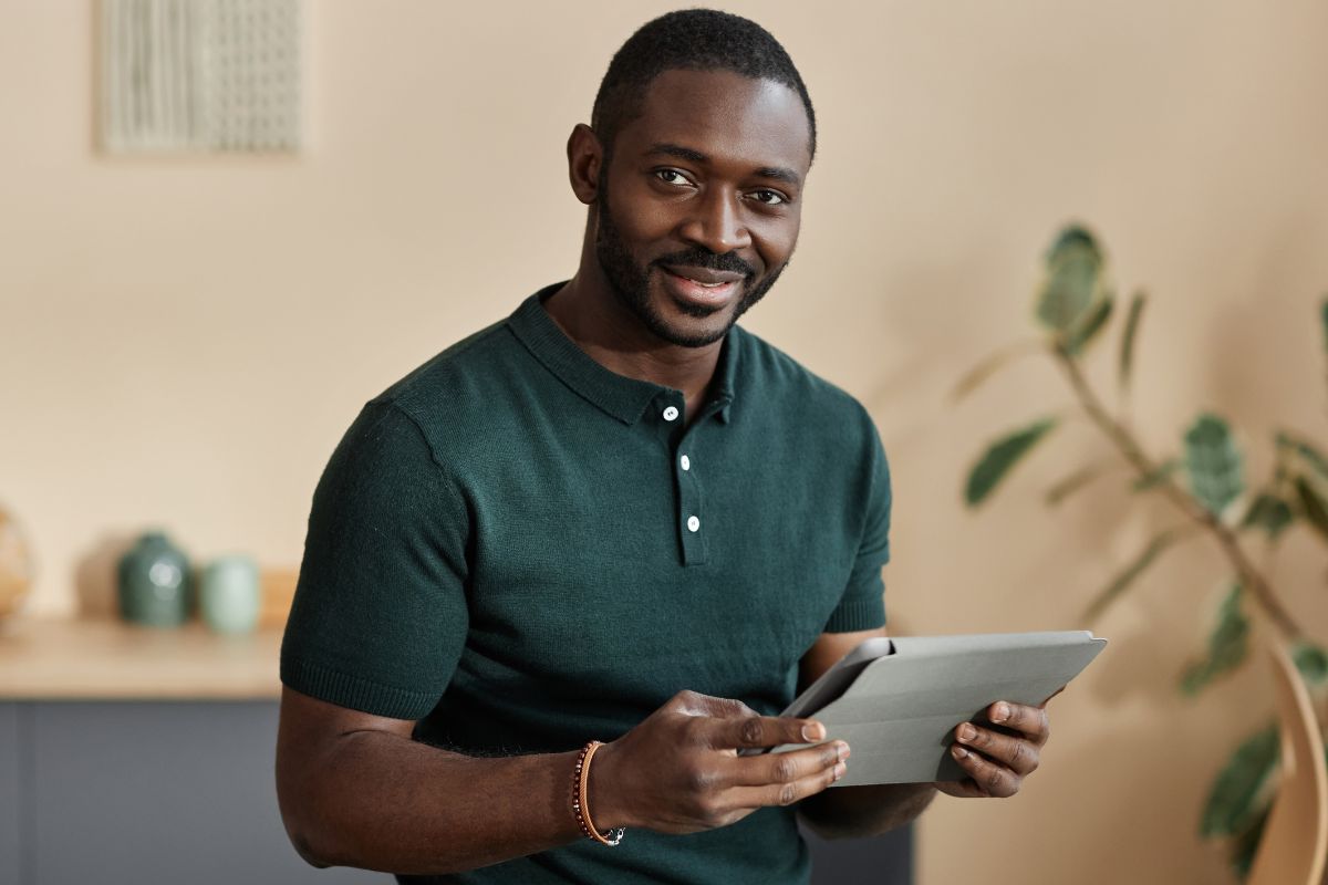 A picture of someone using their tablet.
