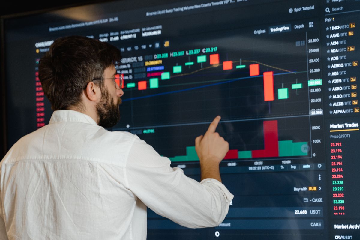 A picture of someone looking at graphs.