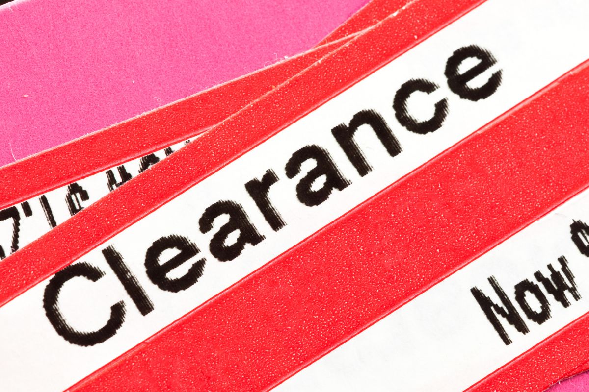 A picture of a clearance sale.