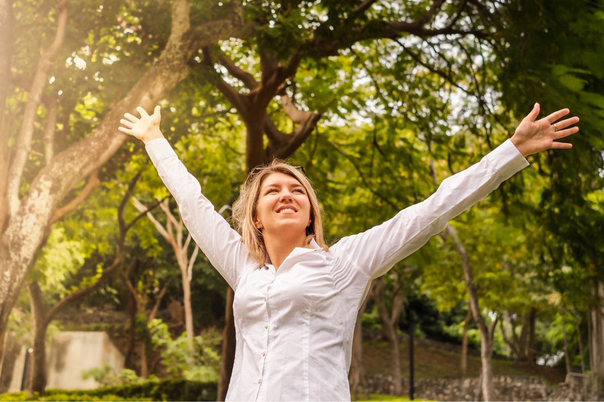 A picture of someone relaxing outside.