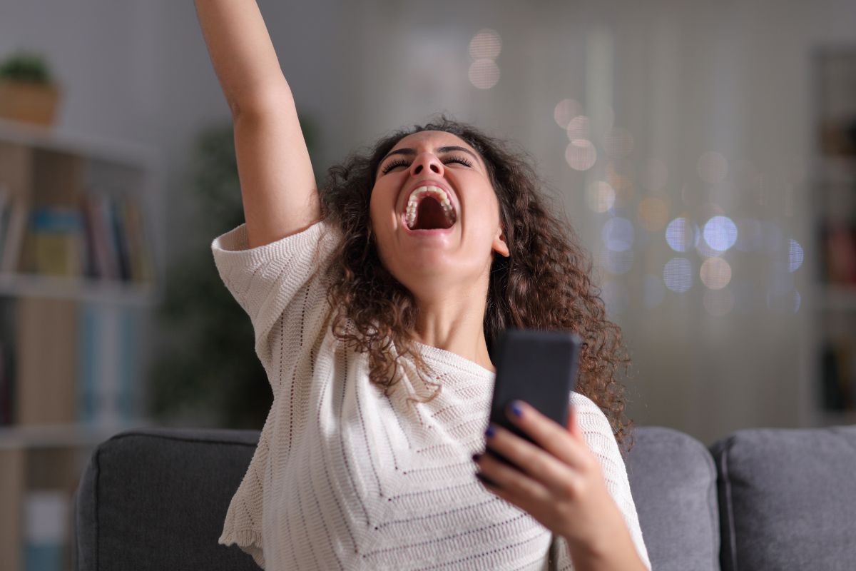 A picture of someone celebrating.