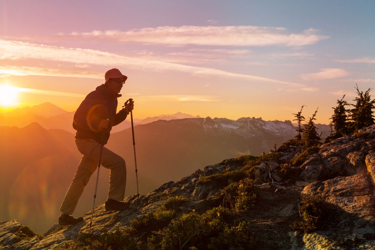 A picture of someone climbing a mountain.