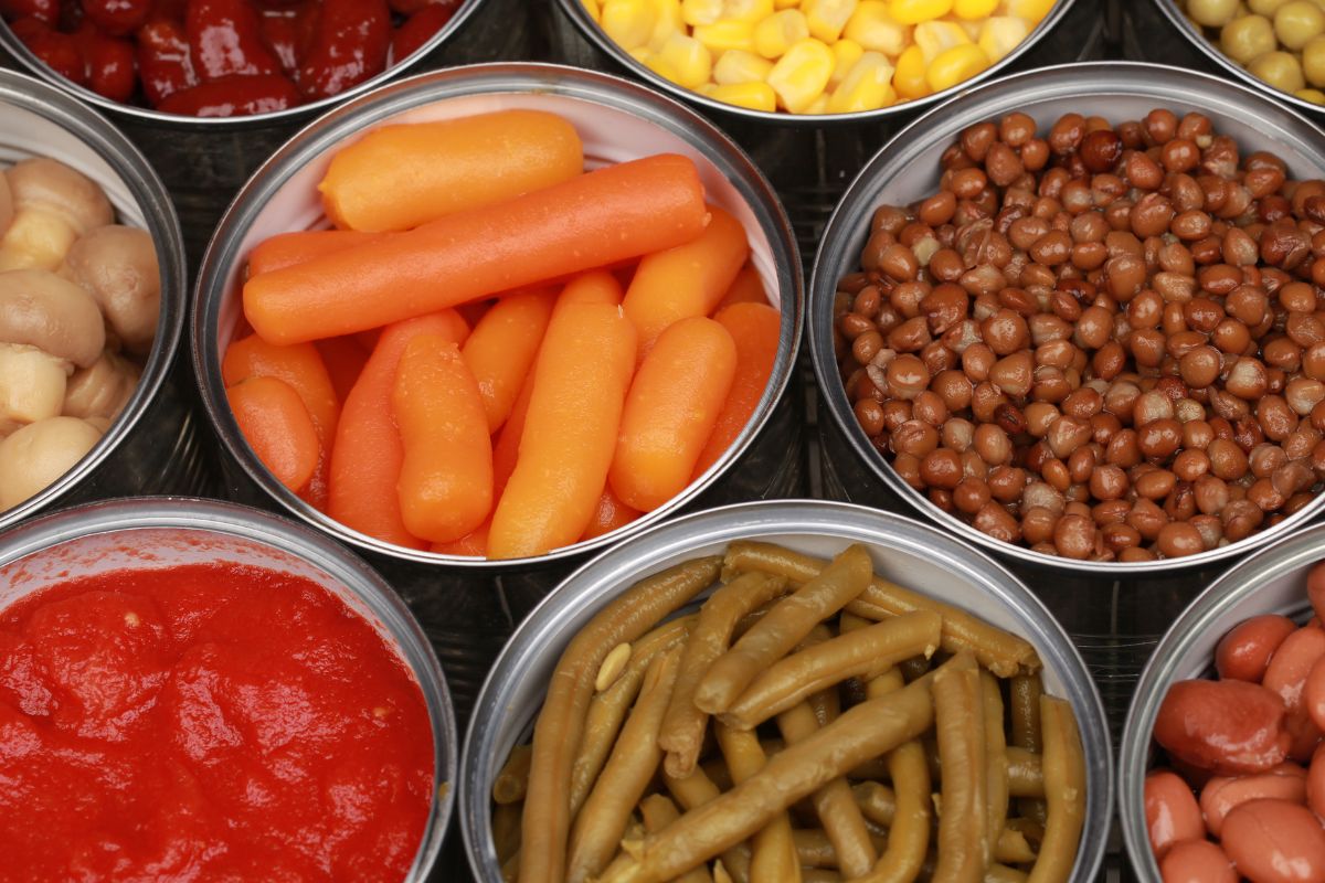 A picture of canned goods.