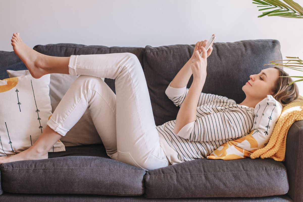 A picture of someone using their phone.