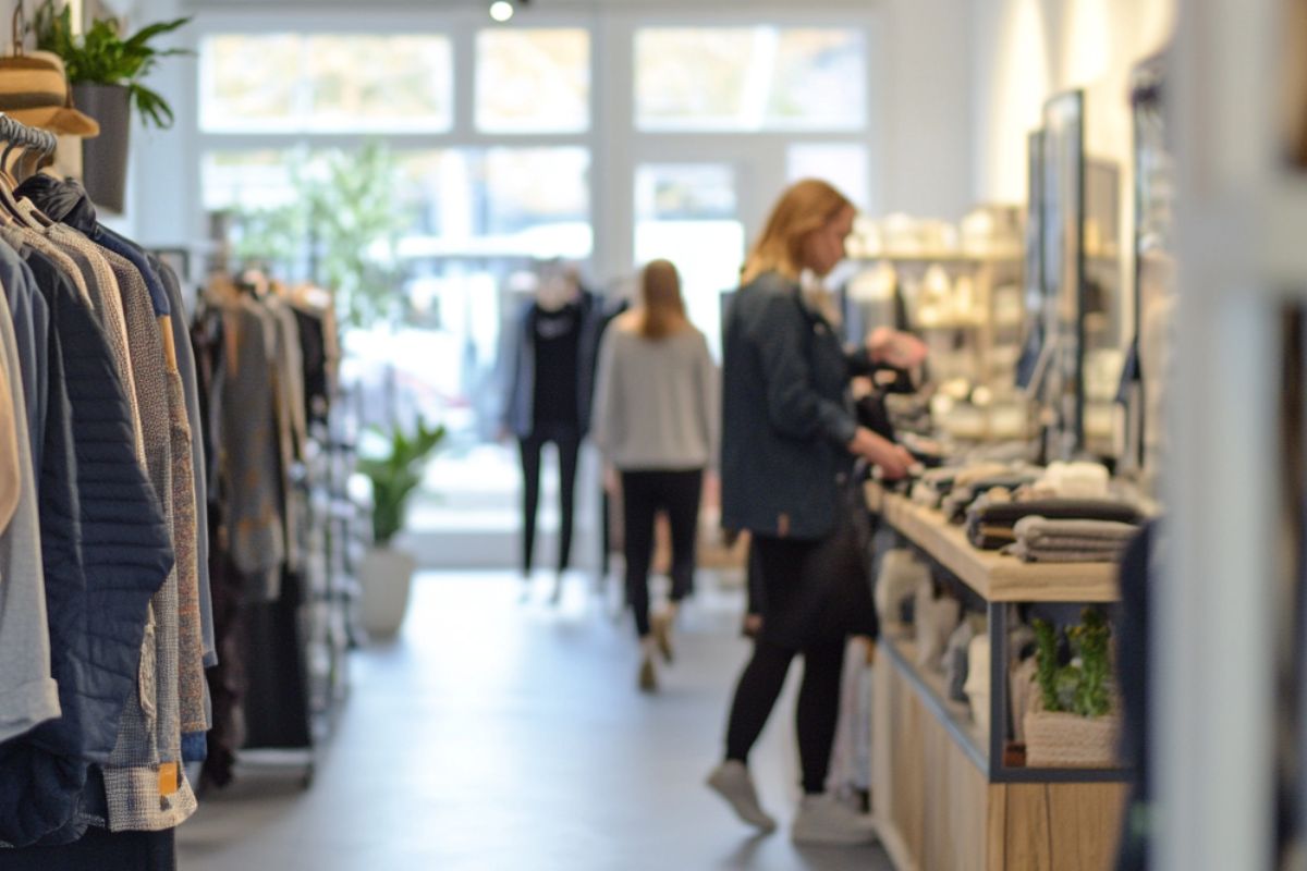 A picture of someone looking at the clothes.