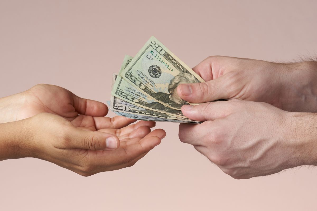 The image shows borrowing money.