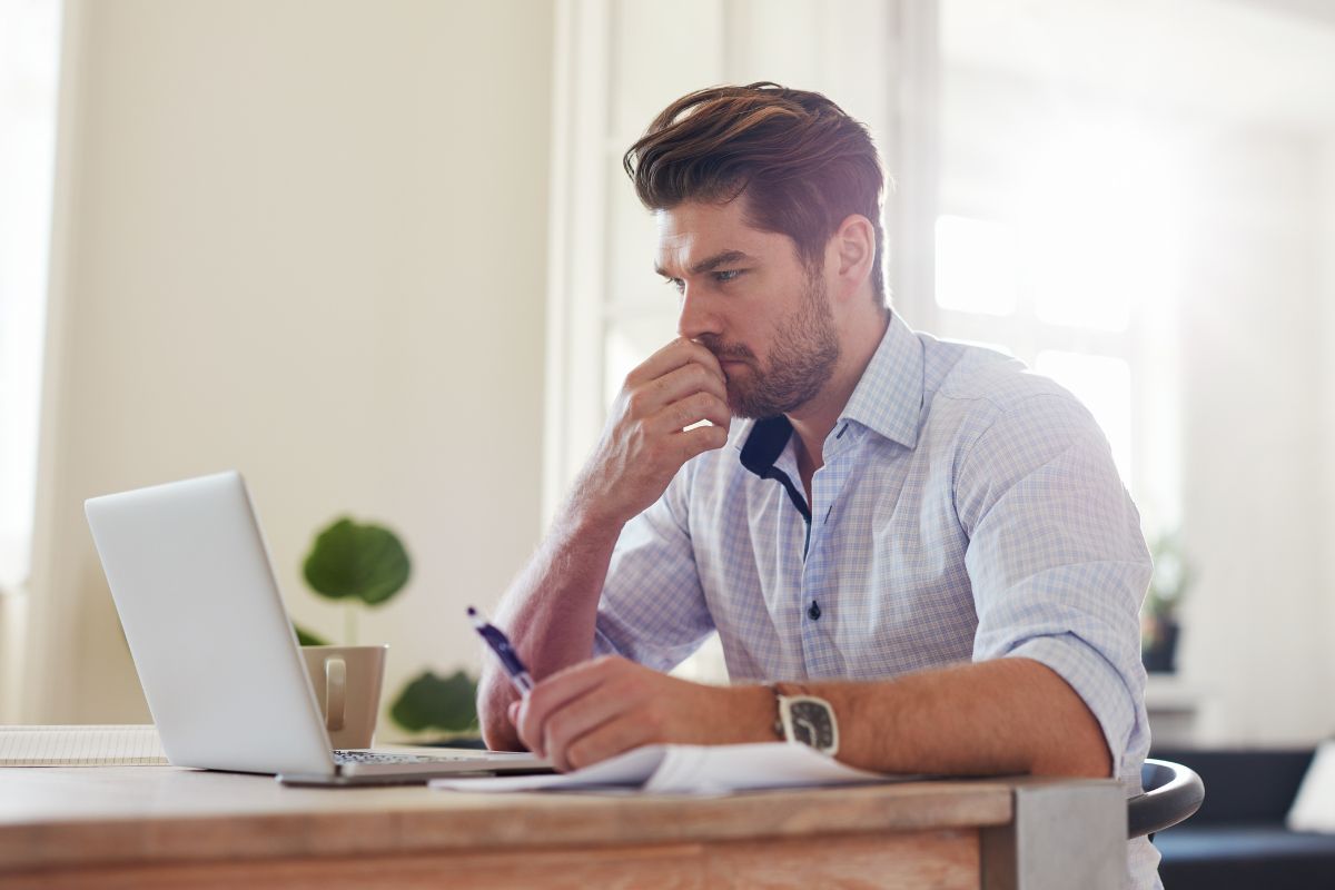 A picture of someone thinking about something.