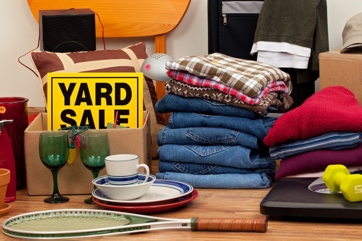 A picture of a yard sale.
