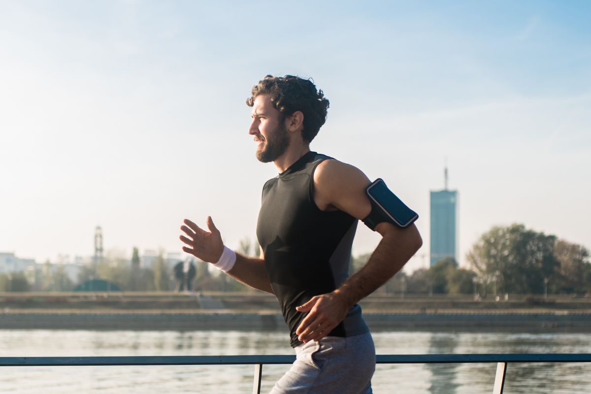 A picture of someone jogging.