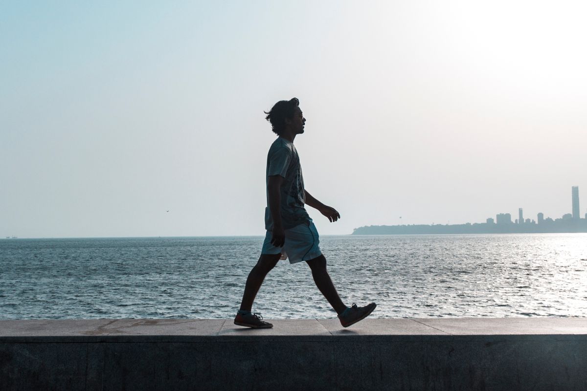 A picture of someone walking.