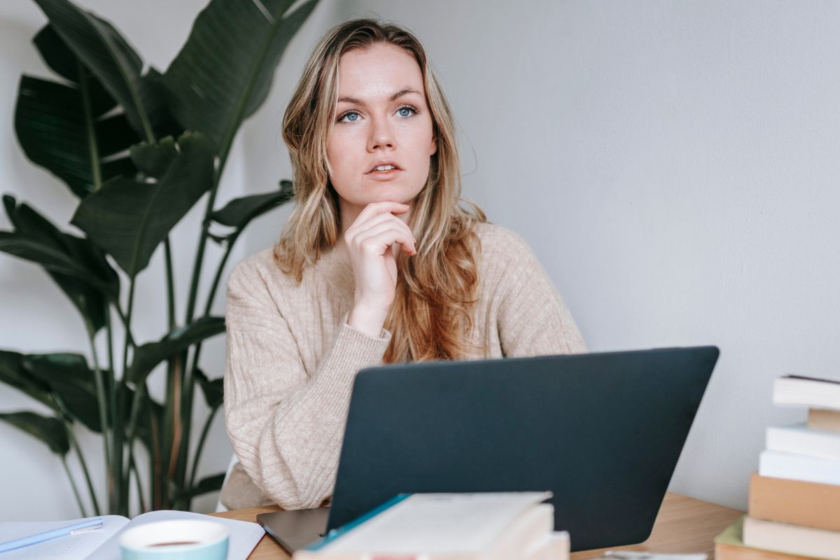 A picture of someone thinking.