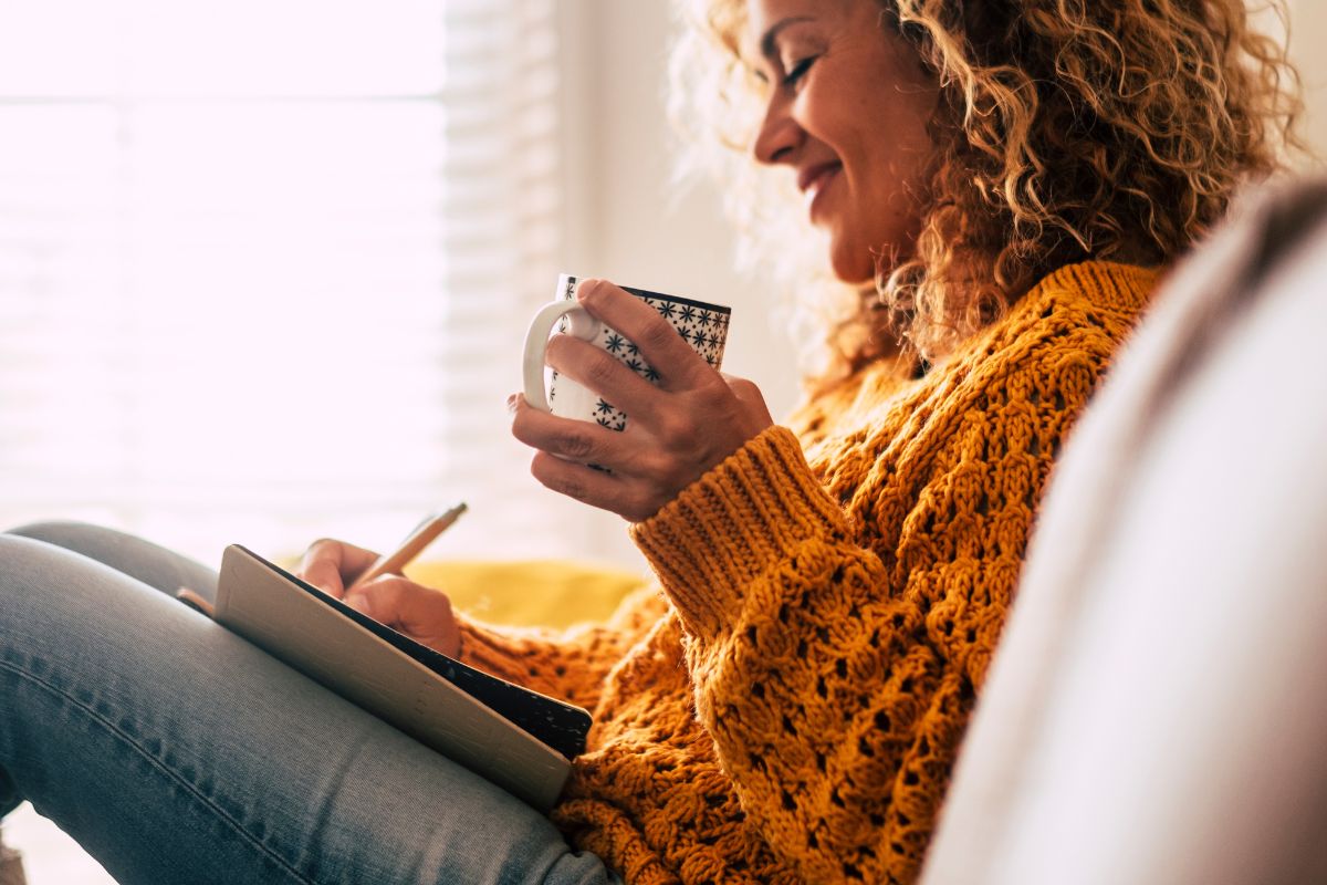 A picture of someone writing something.