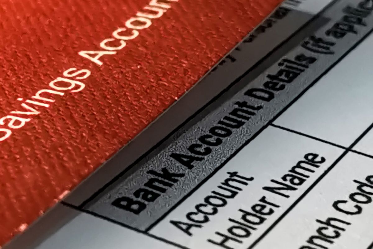 A picture of a bank account paper.