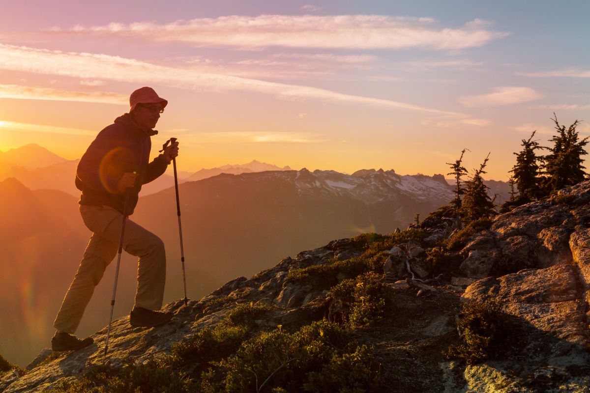 A picture of someone climbing a mountain.