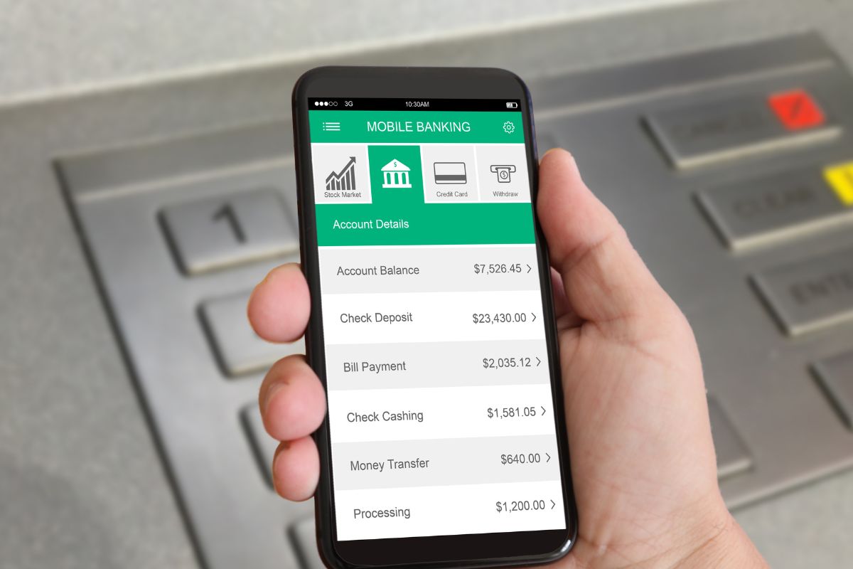 A picture of someone looking at their banking info.