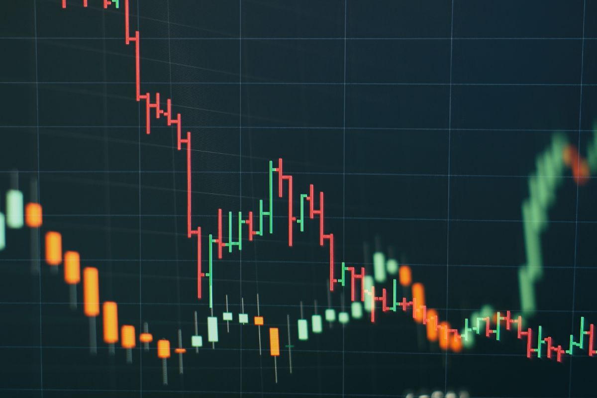 Uma imagem de um gráfico de preços do mercado de ações. 