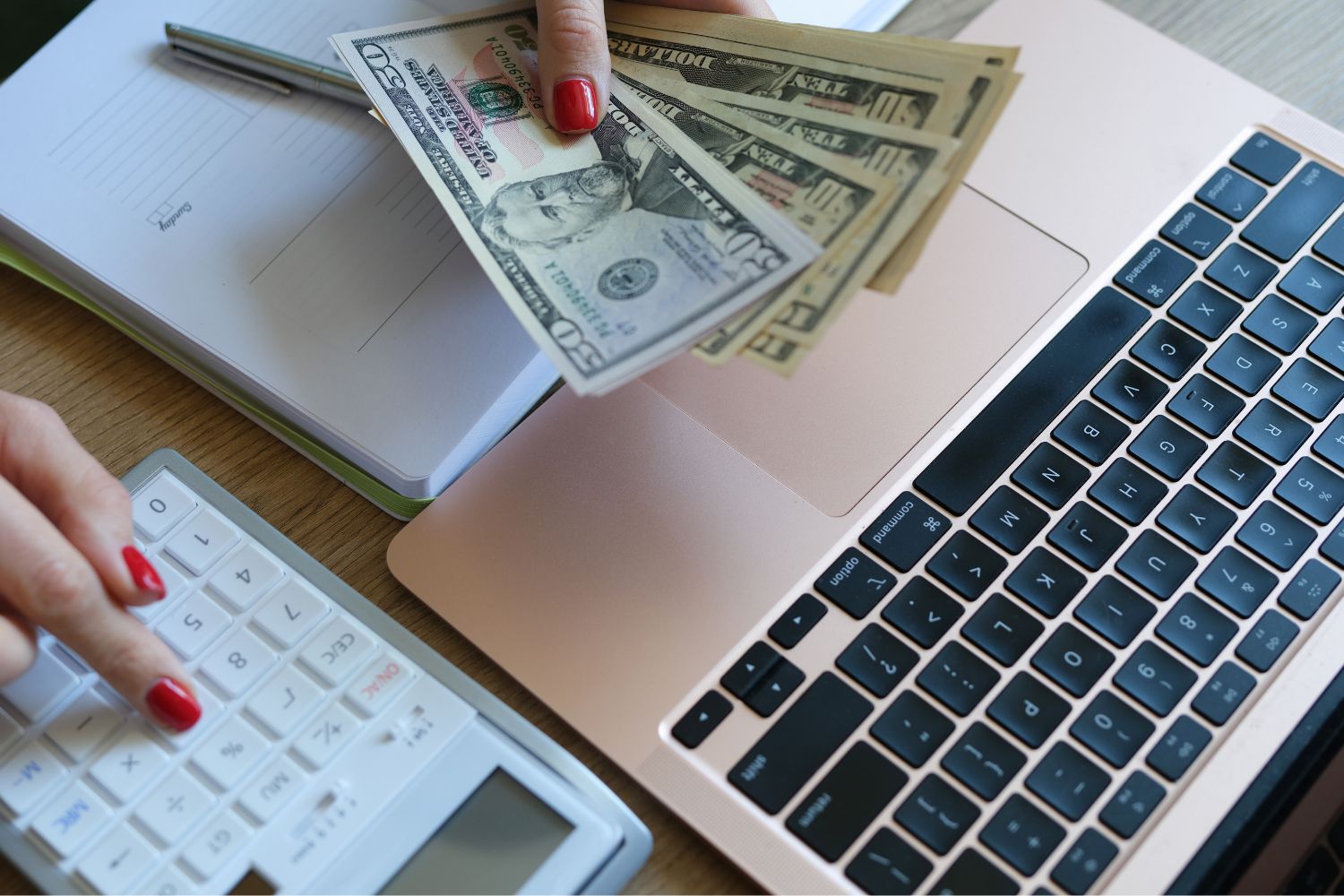 A picture of someone budgeting their income.