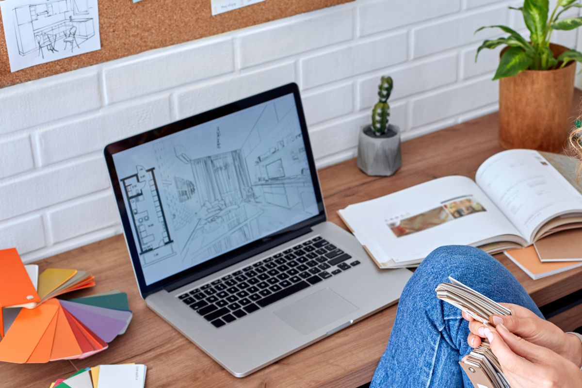 A picture of someone doing freelance designing.