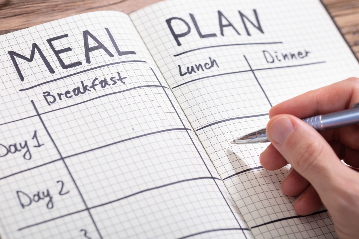 A picture of a meal plan.