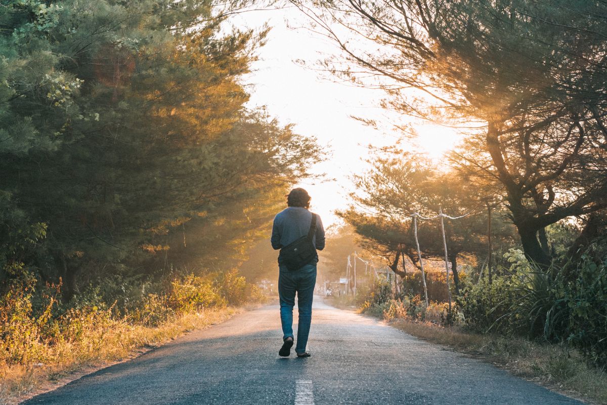A picture of someone walking.