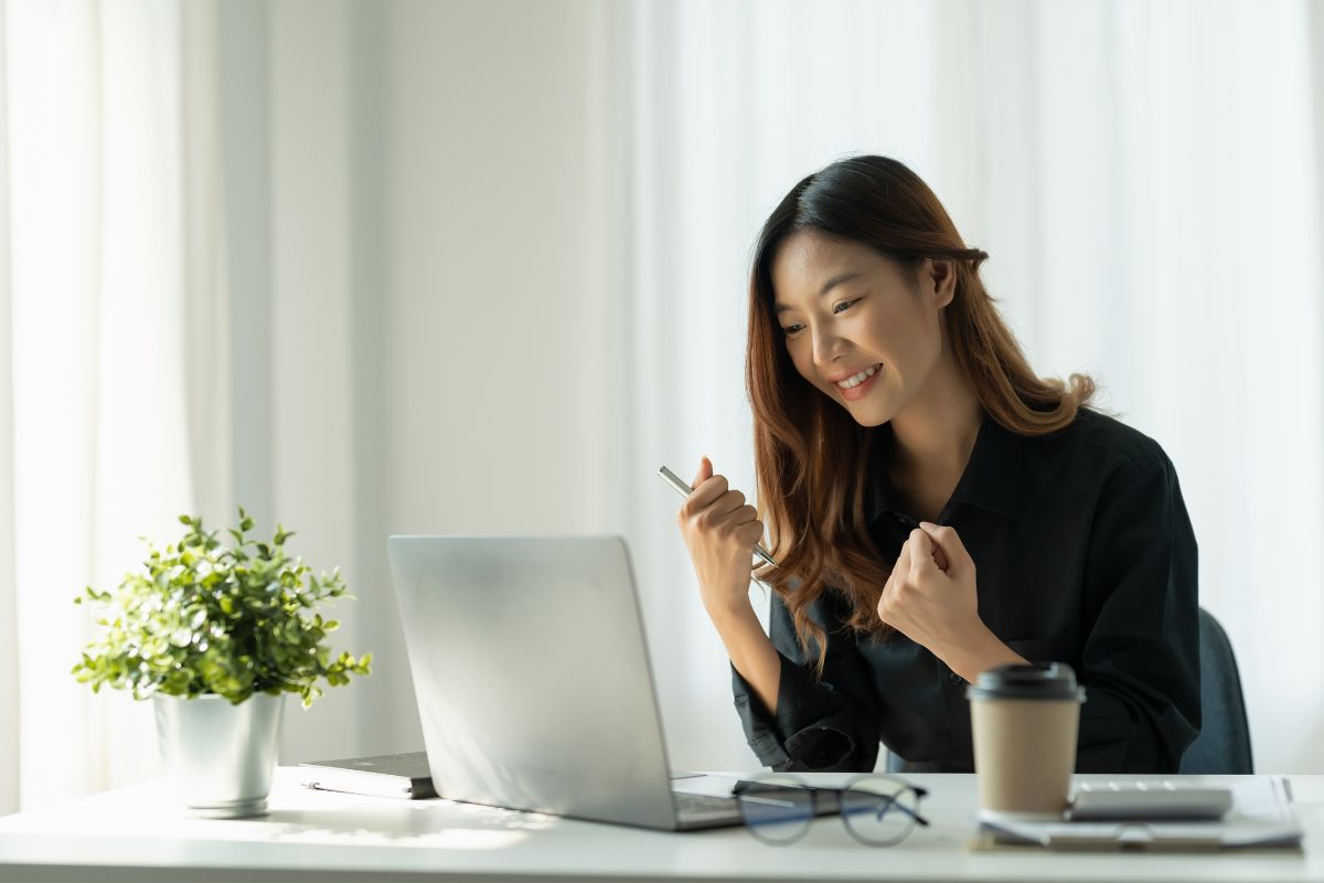 A picture of someone happy.