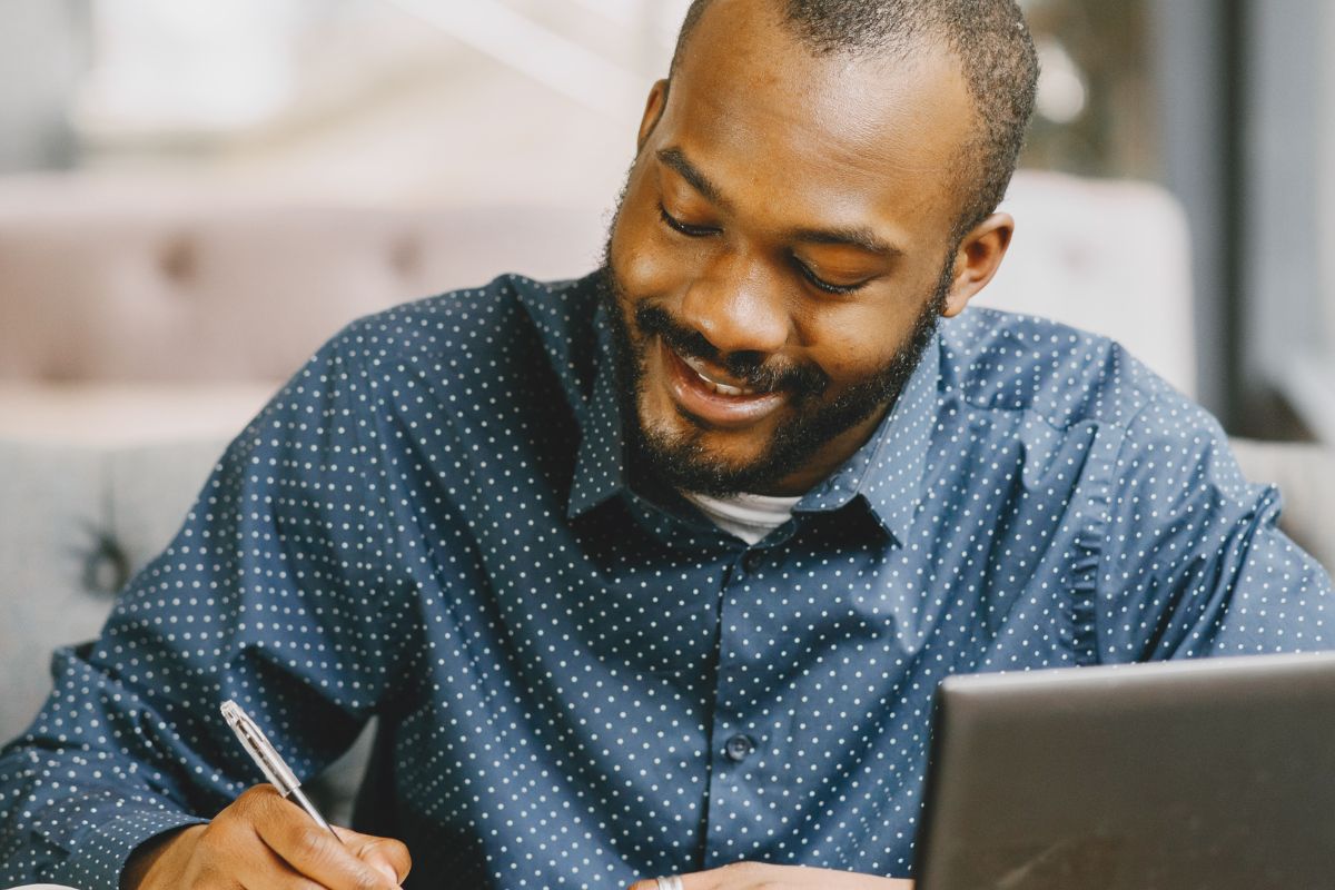 A picture of someone writing something.