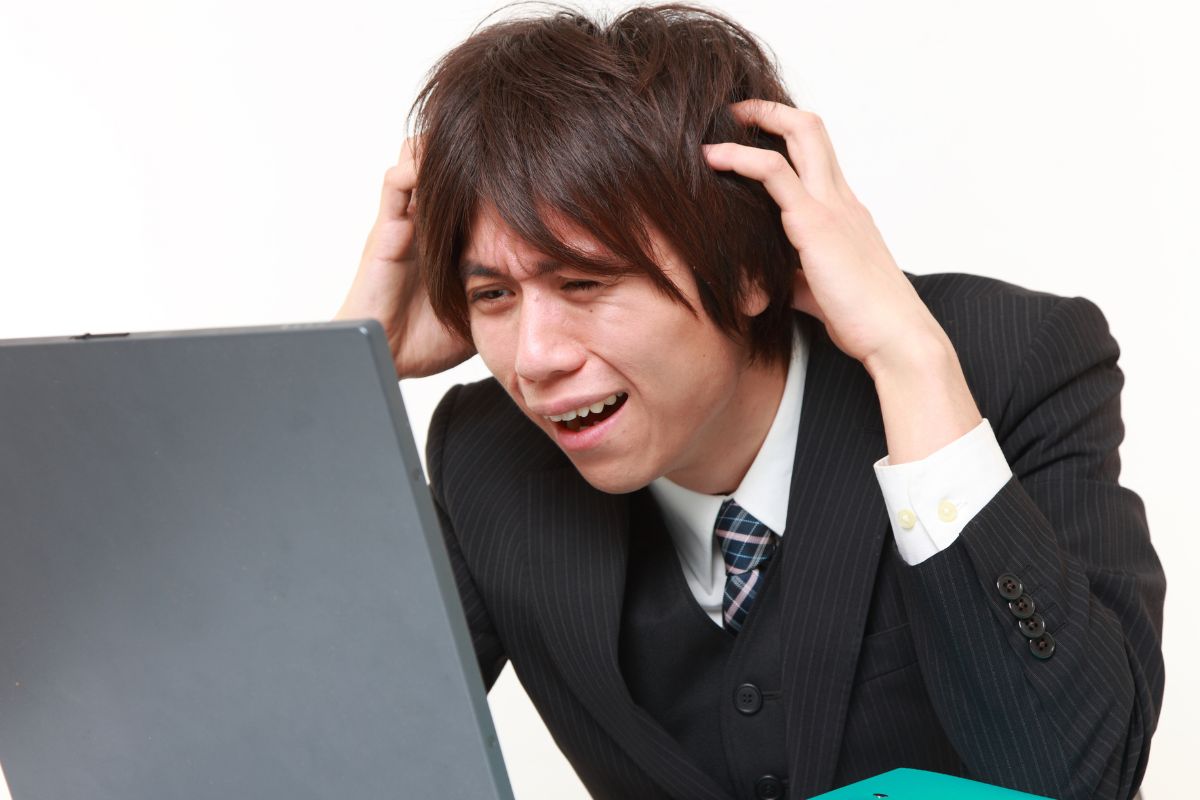 A picture of someone panicking.