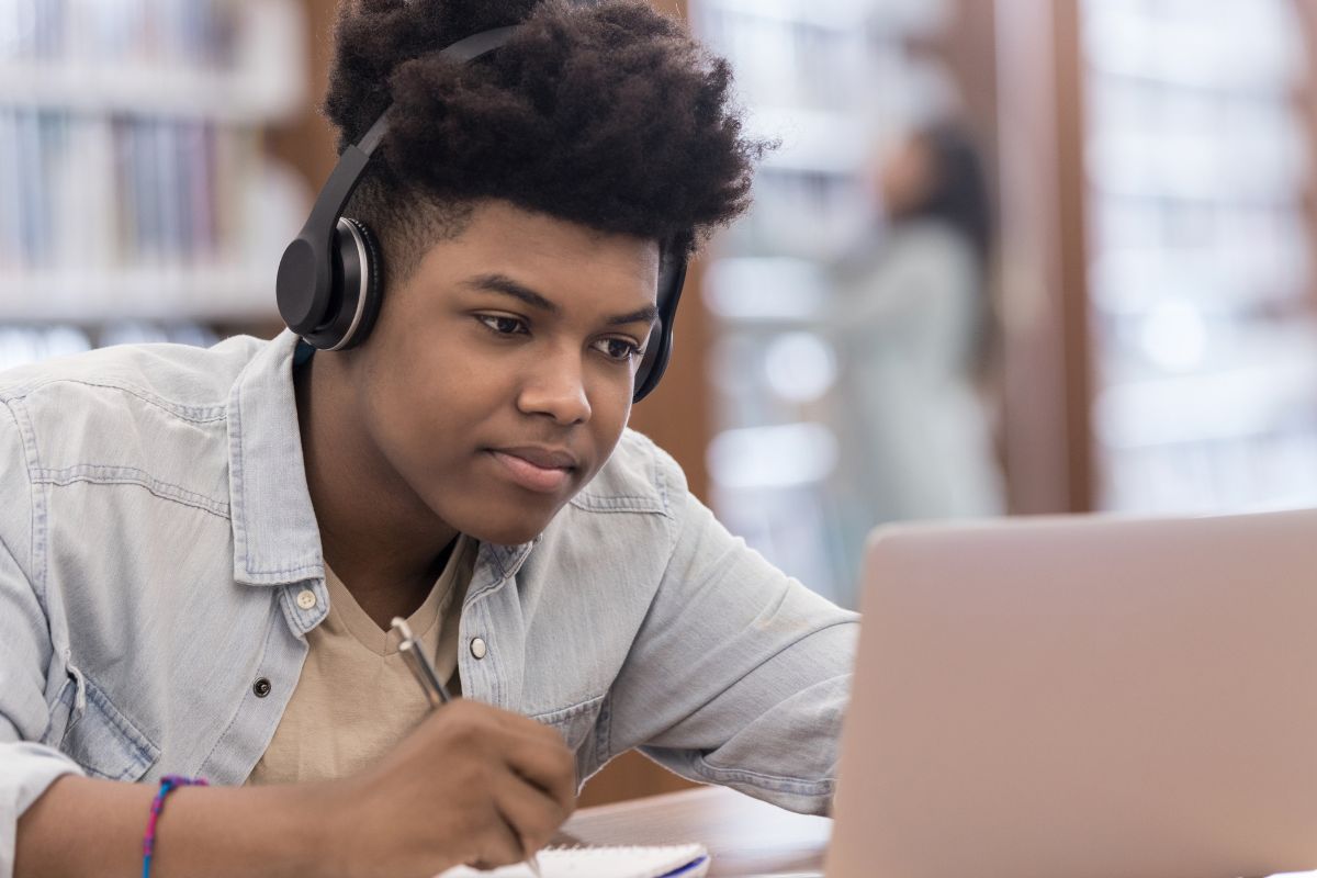 A picture of someone researching.