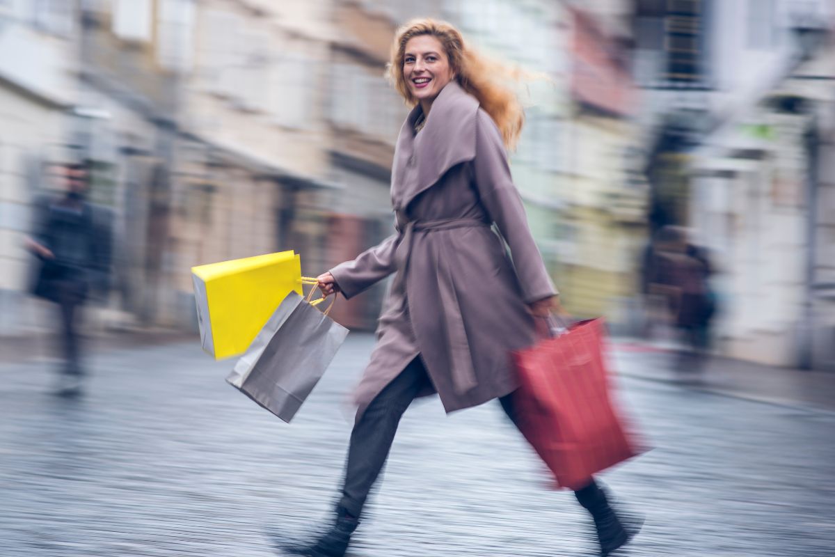 A picture of someone who shopped a lot.