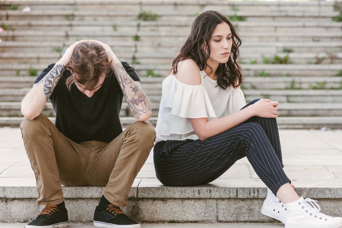 A picture of a sad couple.