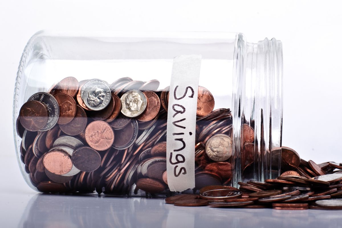 An image tells about a jar with savings.