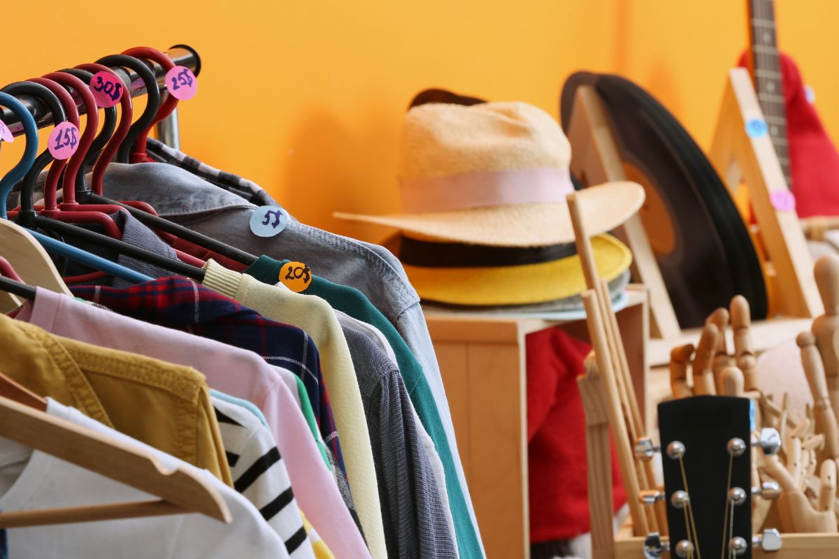 An image shows items displayed for sale.