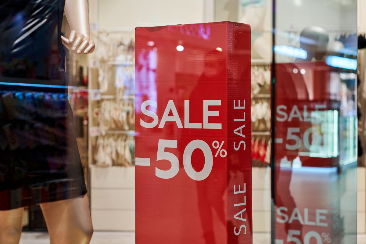 A picture of a shop on sale.