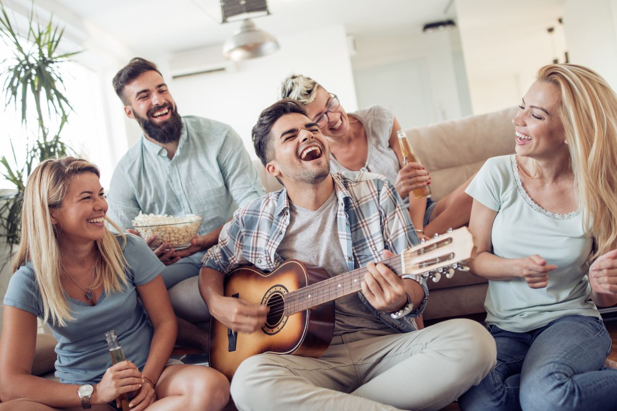 An image shows people having fun together.