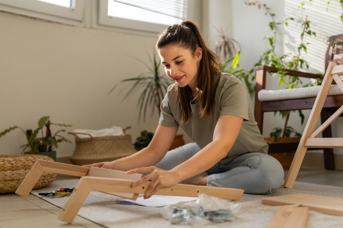 An image of a woman doing a DIY craft.