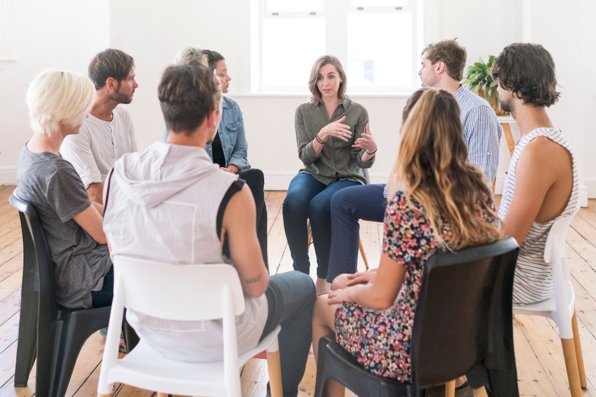 An image shows a group of people.