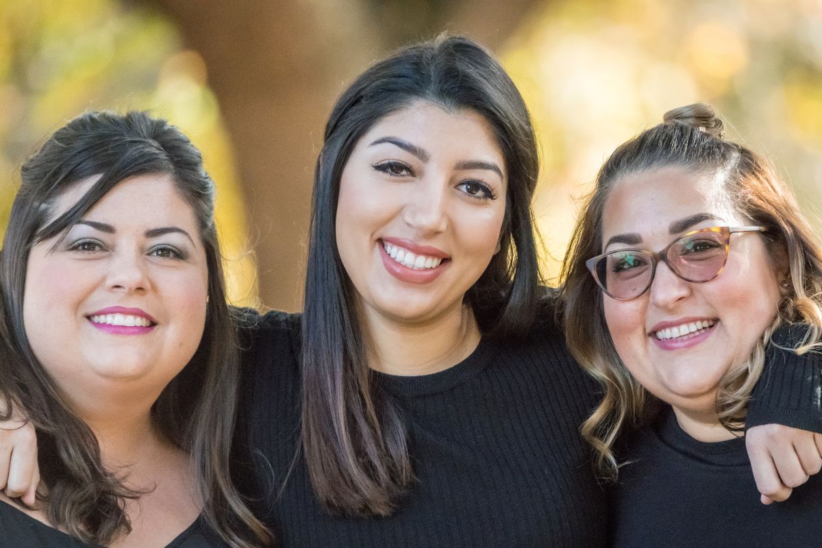 A picture shows happy siblings.