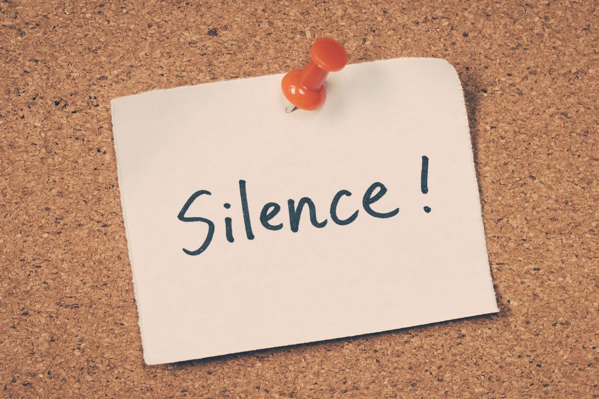 A picture of a paper with silence wording.