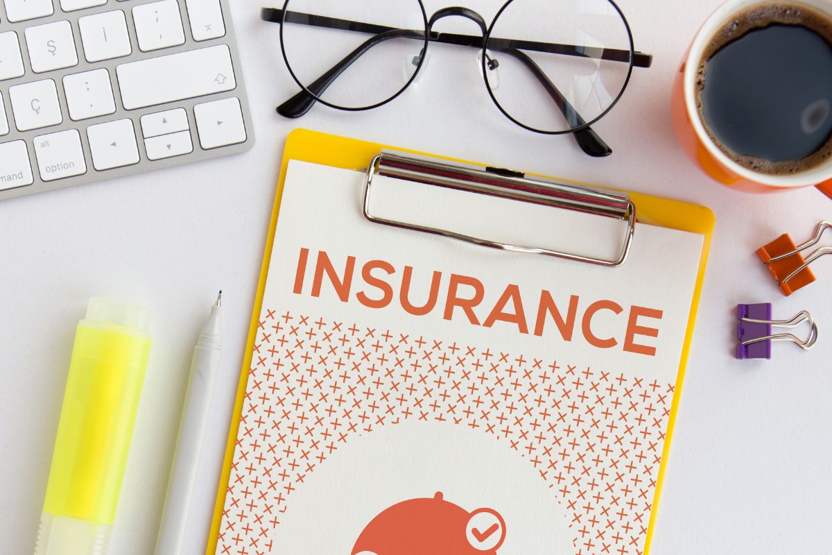 An image of a paper with insurance wording.