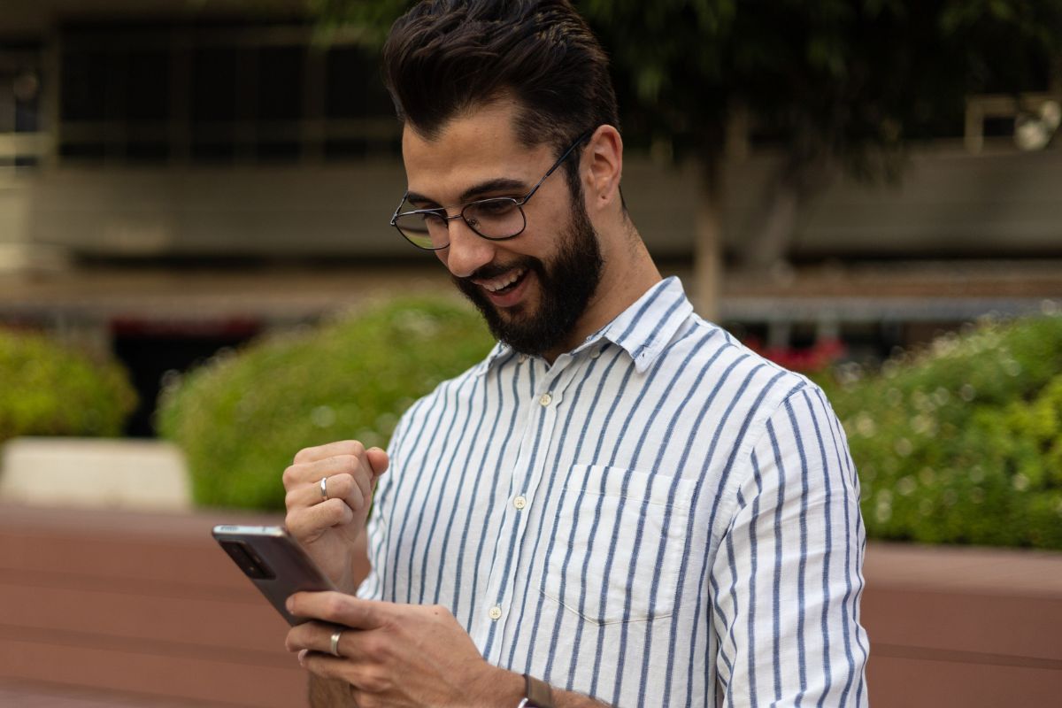 A picture of someone celebrating.