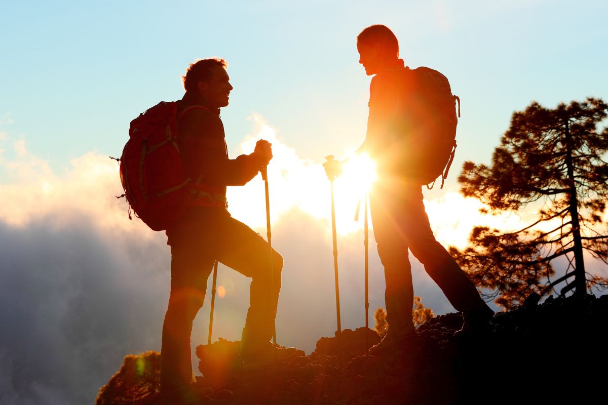 A picture of someone hiking.