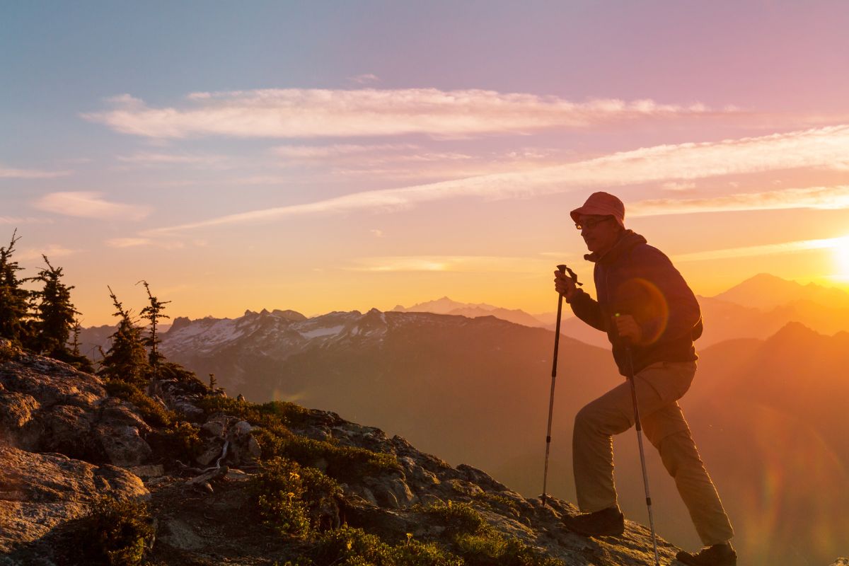 A picture of someone hiking.