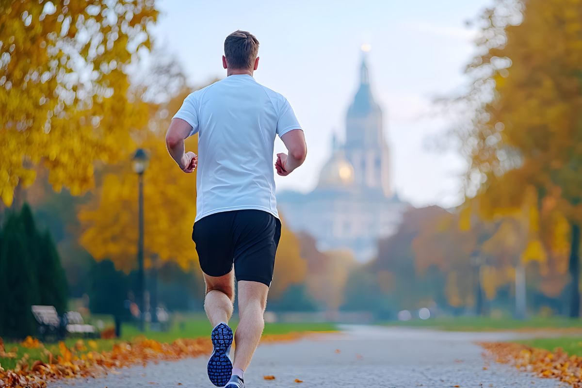 A picture of someone jogging.