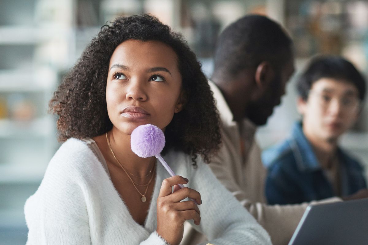 A picture of someone thinking.