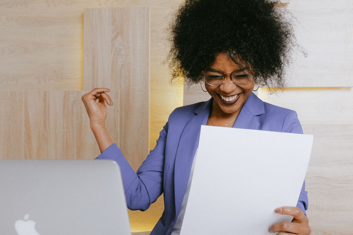 A picture of someone laughing.