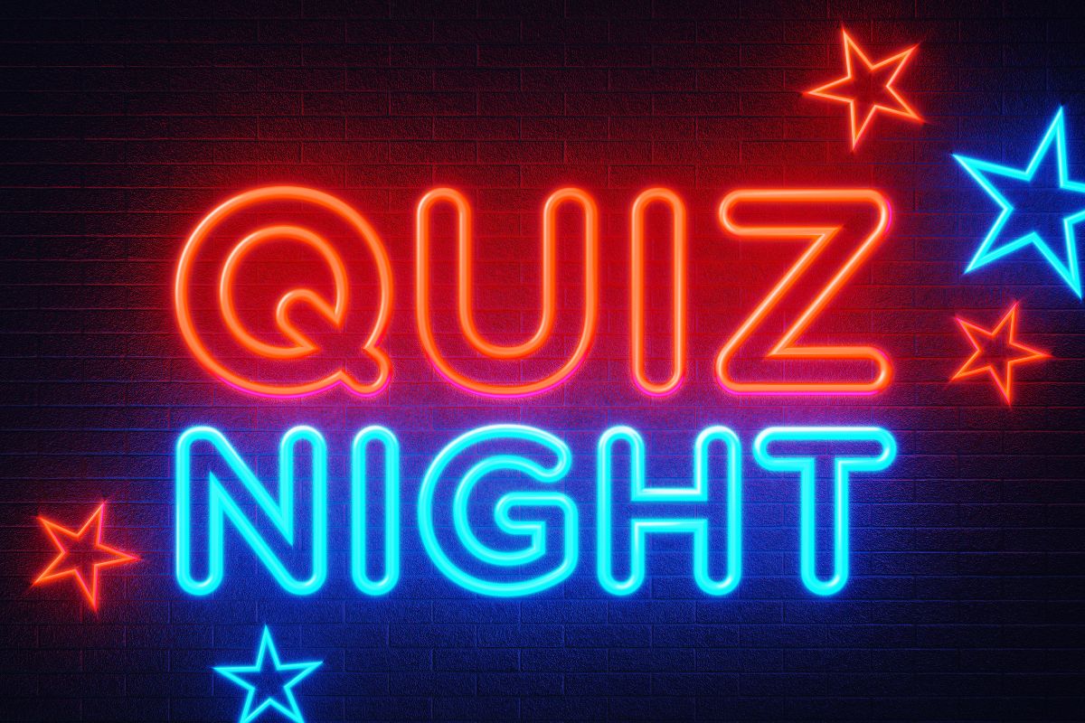 A picture of friends doing quiz night.