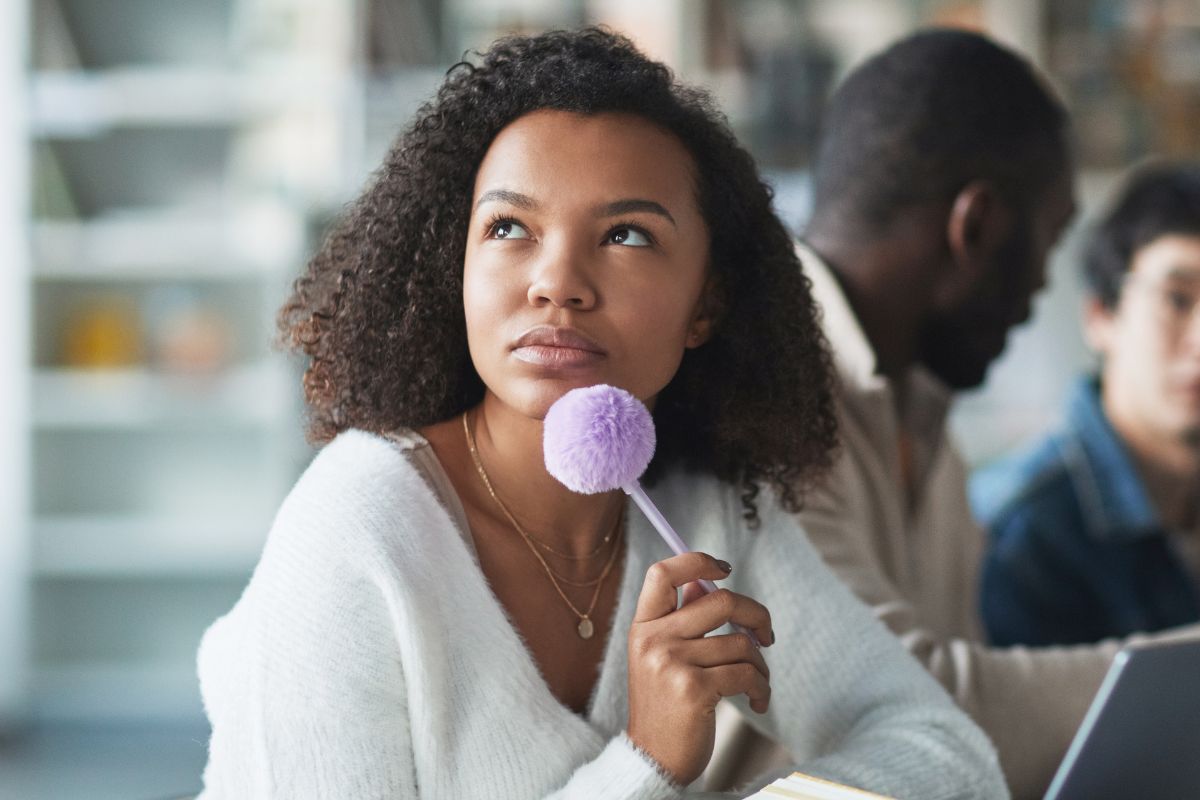 A picture of someone thinking.