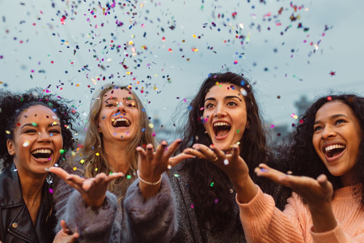 A picture of friends celebrating.