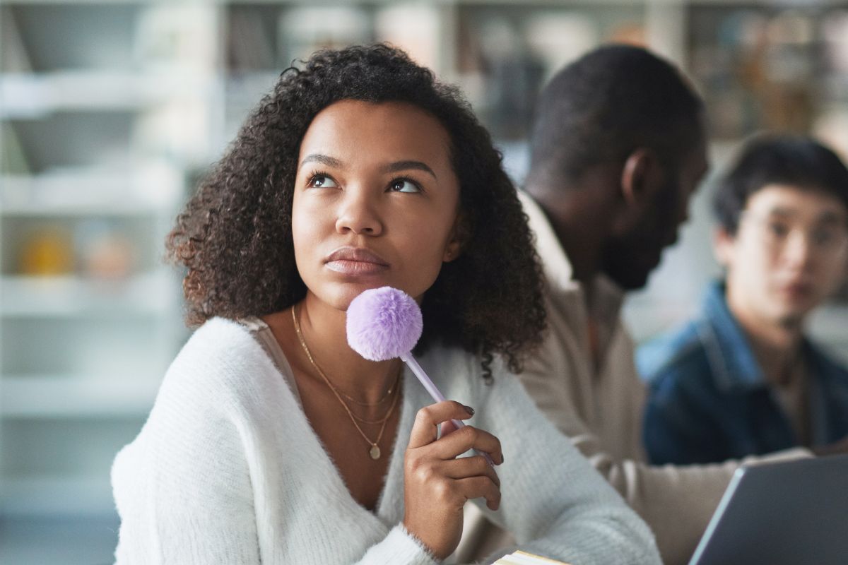 A picture of someone thinking.