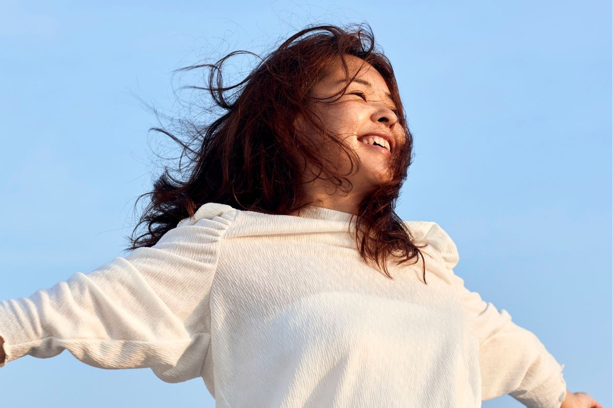 A picture of someone happy.